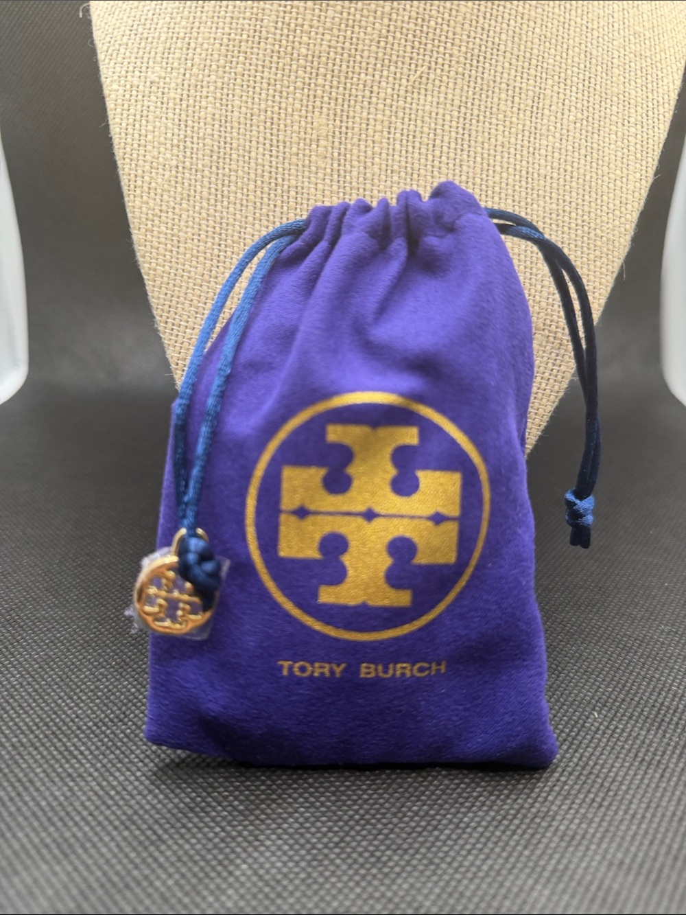 Tory Burch Gold Heart Charm choker Necklace with Branded Pouch 15”-16.5” - Picture 8 of 8